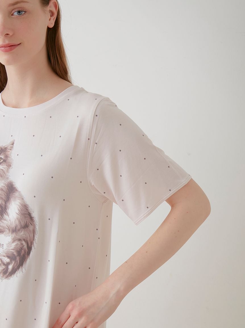 CATドット柄ワンポイントTシャツ | PWCT242293