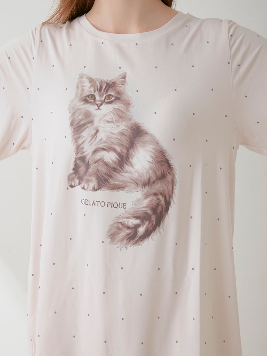 ONLINE限定】CATドット柄ワンポイントTシャツ＆ショートパンツセット 