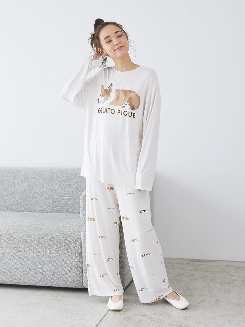 ラッピング済み】SLEEPING DOGワンポイントロンT＆ロングパンツSET(カットソー・Tシャツ )｜ルームウェア・パジャマ通販のgelatopique（ジェラートピケ）公式サイト