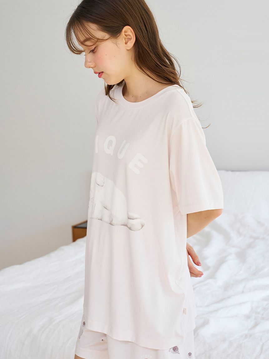 接触冷感】あざらしワンポイントTシャツ(カットソー・Tシャツ