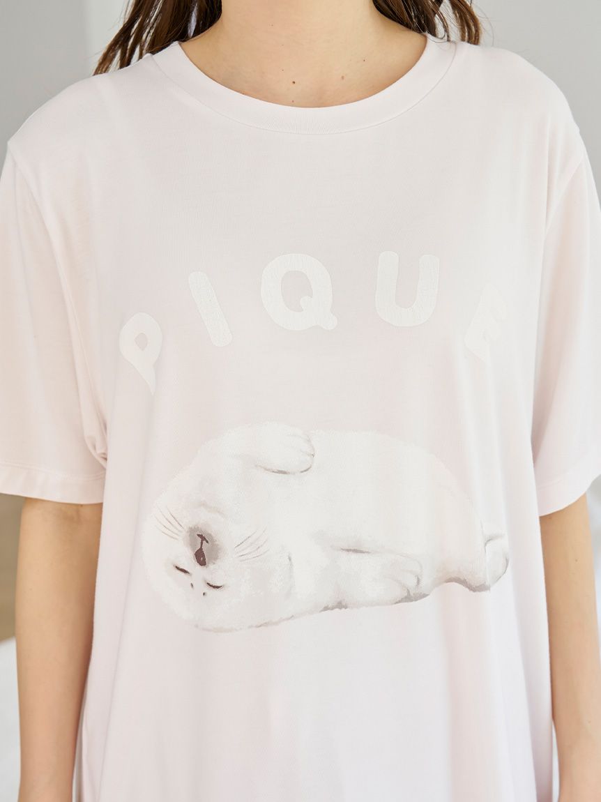 接触冷感】あざらしワンポイントTシャツ(カットソー・Tシャツ