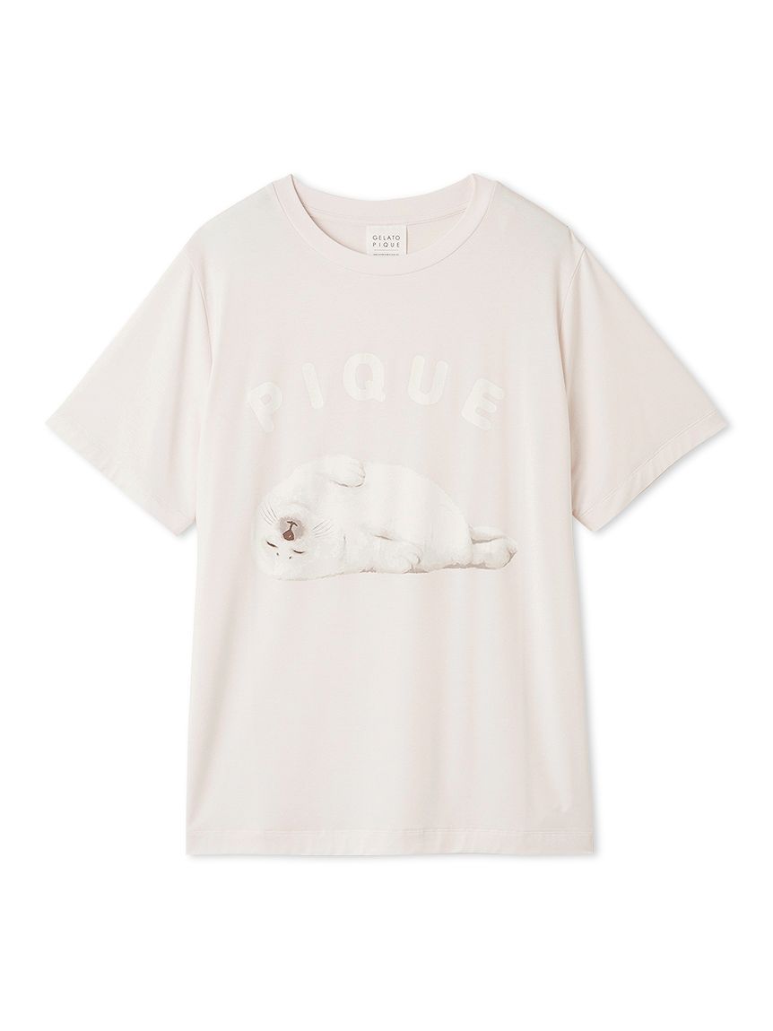 芸能人 愛用の通販 接触冷感】あざらしワンポイントTシャツ(カットソー・Tシャツ ルームウェア・パジャマ