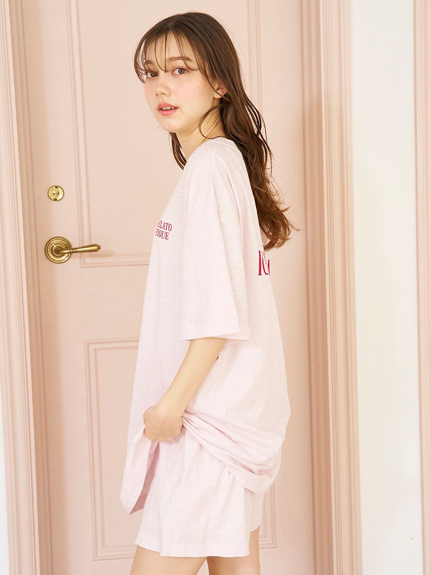 ジェラートピケ【接触冷感】ICEワンポイントビッグTシャツ　ブルー COOL COLLECTION】【接触冷感】ICEワンポイントビッグTシャツ