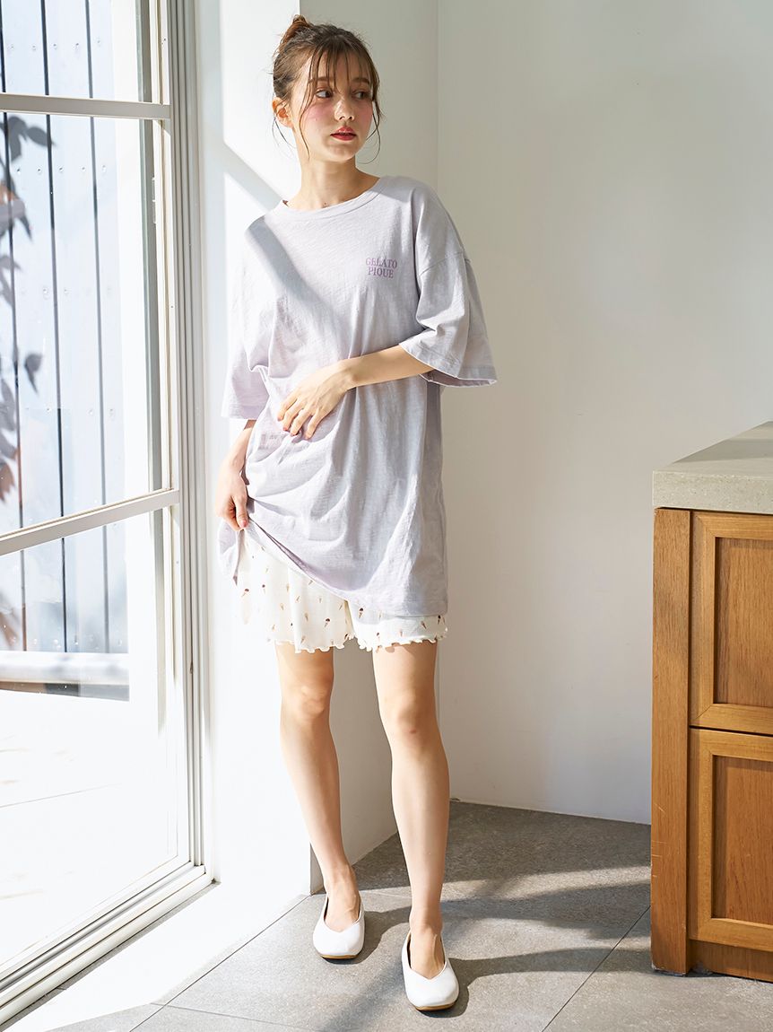 ジェラートピケ【接触冷感】ICEワンポイントビッグTシャツ　ブルー ジェラートピケ gelato pique 【COOL COLLECTION】【接触冷感