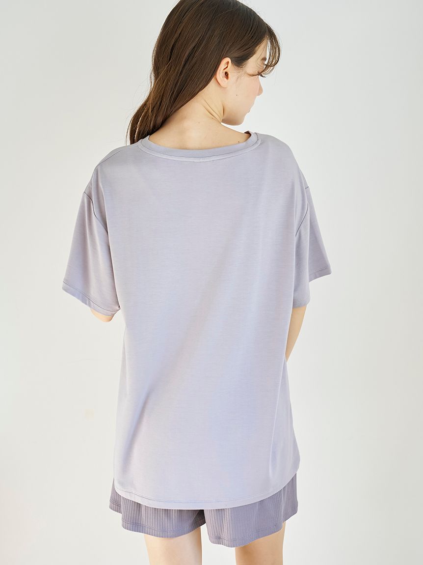 接触冷感】ロゴTシャツ&リブショートパンツセット(カットソー・T