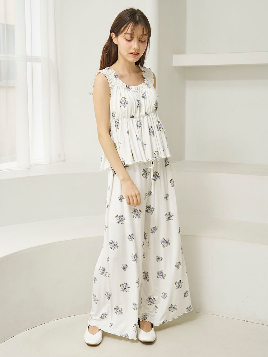 【人気商品】 花柄カップインフリルタンクトップ(キャミソール)｜ルームウェア 服＆ファッション小物