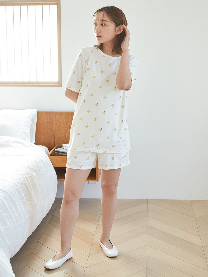バナナ柄Tシャツ(カットソー・Tシャツ)｜ルームウェア・パジャマ