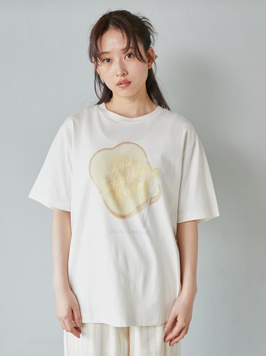 ジェラートピケ gelatopique モーニングモチーフ ルームウェア セット モーニングワンポイントTシャツ(カットソー・Tシャツ)｜ルーム