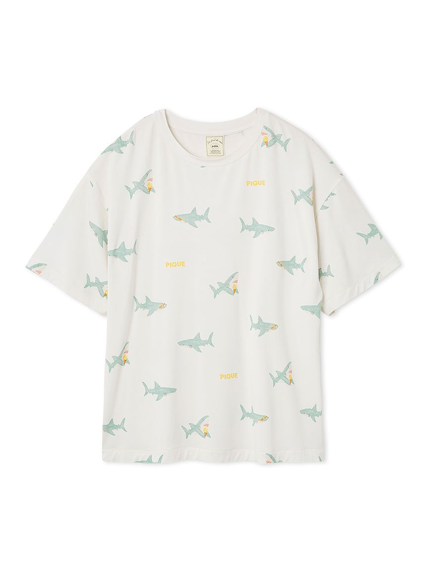 接触冷感】SHARK柄Tシャツ(カットソー・Tシャツ)｜ルームウェア