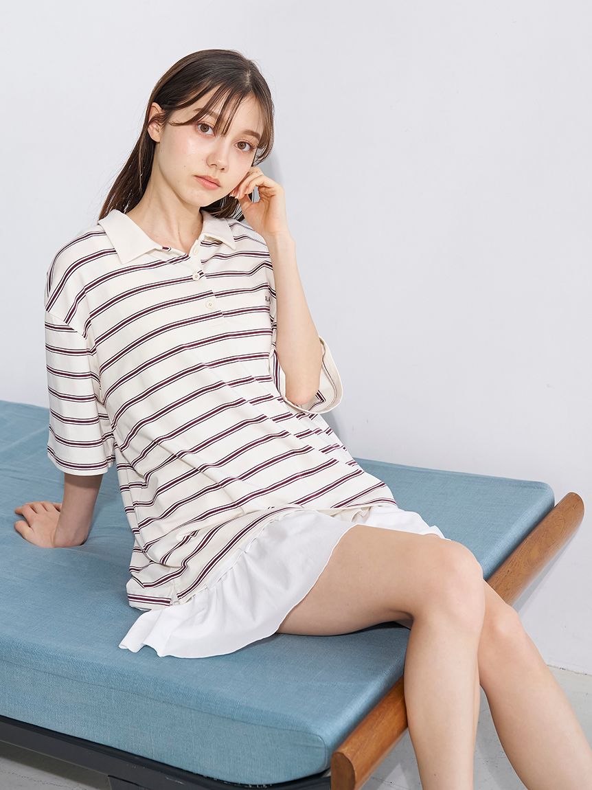 マルチボーダーポロシャツ(カットソー・Tシャツ)｜ルームウェア