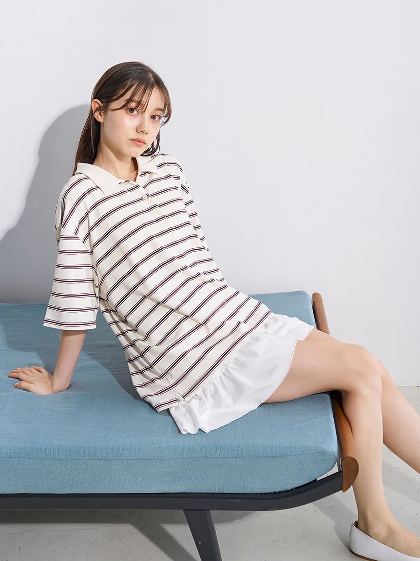 割引購入 マルチボーダーポロシャツ(カットソー・Tシャツ)｜ルームウェア ルームウェア・パジャマ