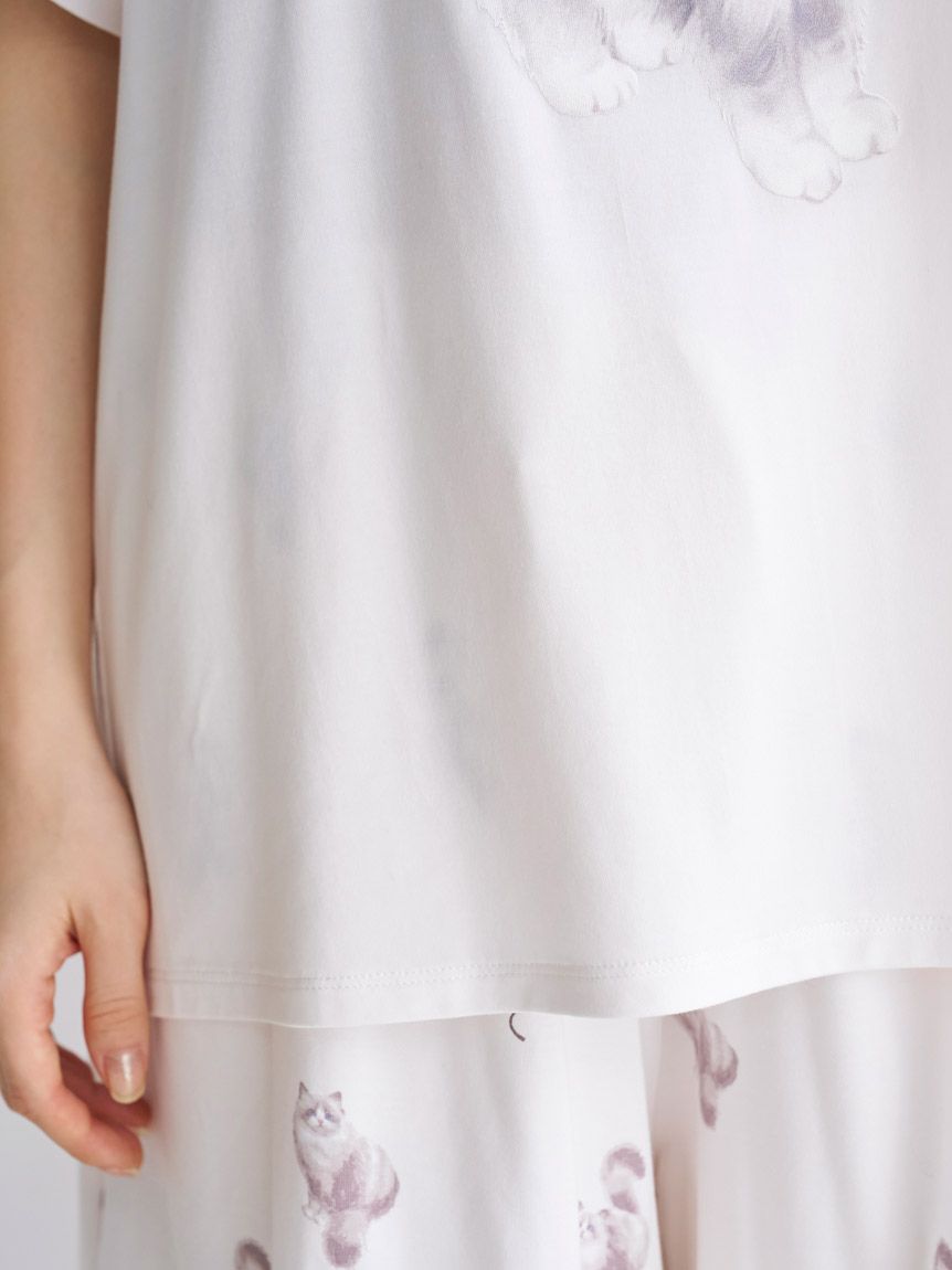 ONLINE限定】CAT柄ワンポイントTシャツ&ショートパンツセット