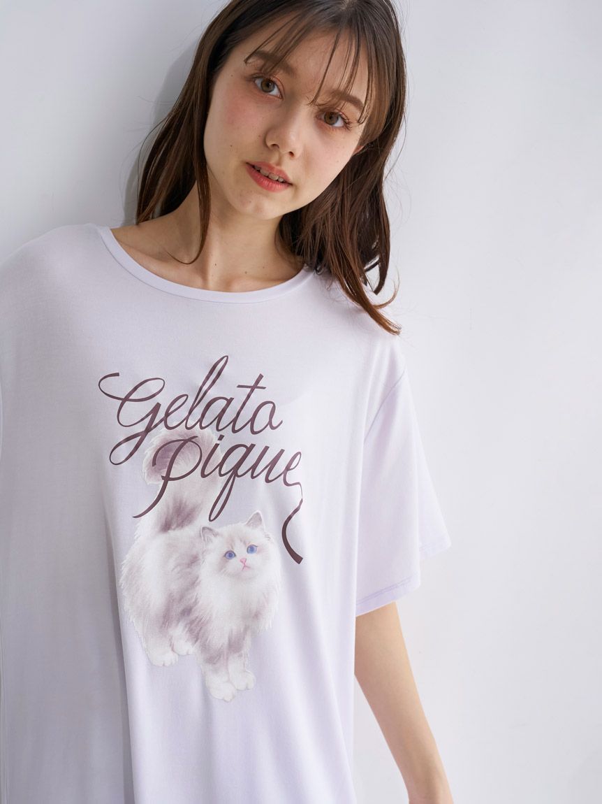 ONLINE限定】CAT柄ワンポイントTシャツ&ロングパンツセット ONLINE限定】CAT柄ワンポイントTシャツ&ロングパンツセット