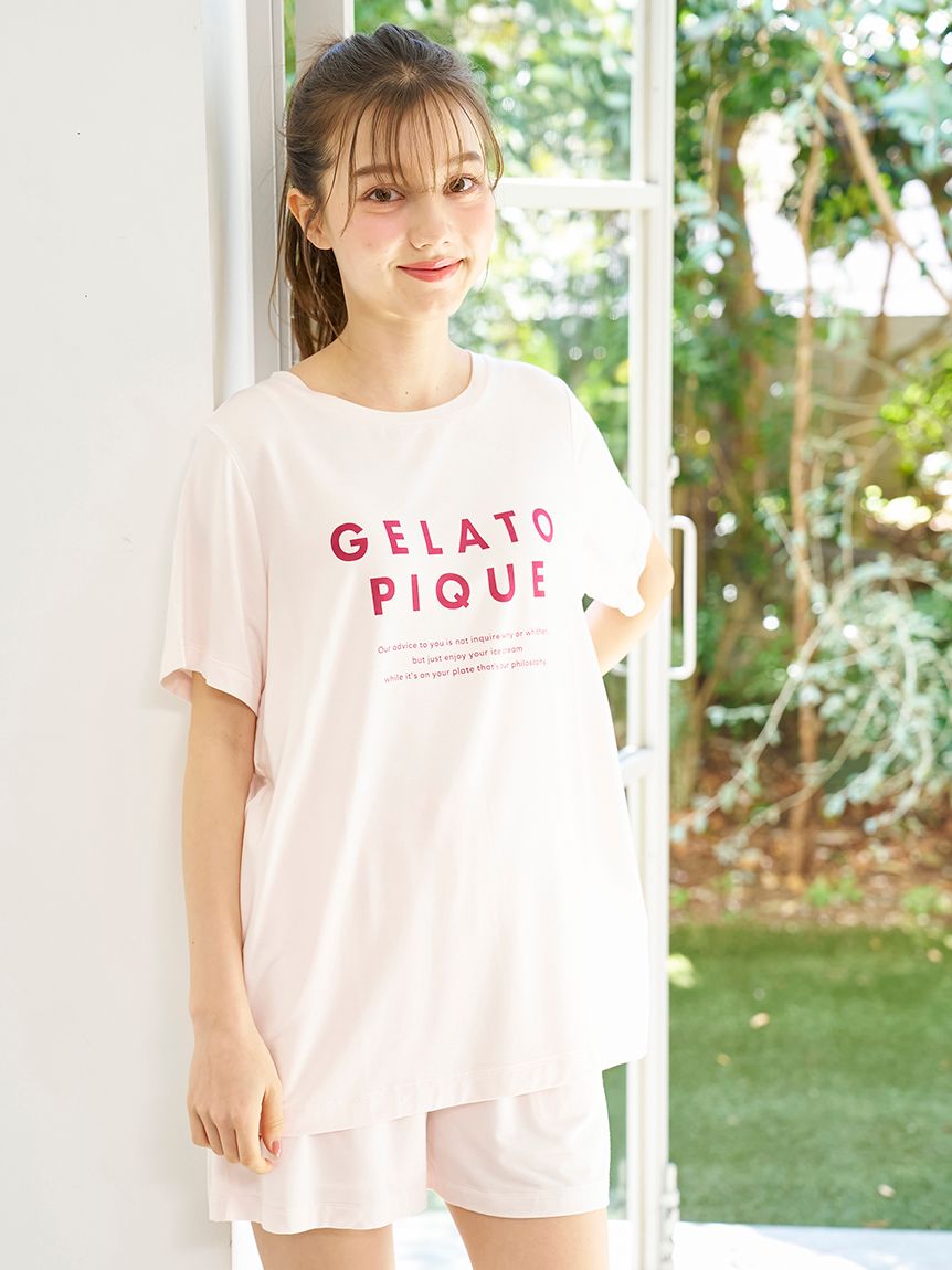 接触冷感】COOLレーヨンロゴTシャツ(カットソー・Tシャツ
