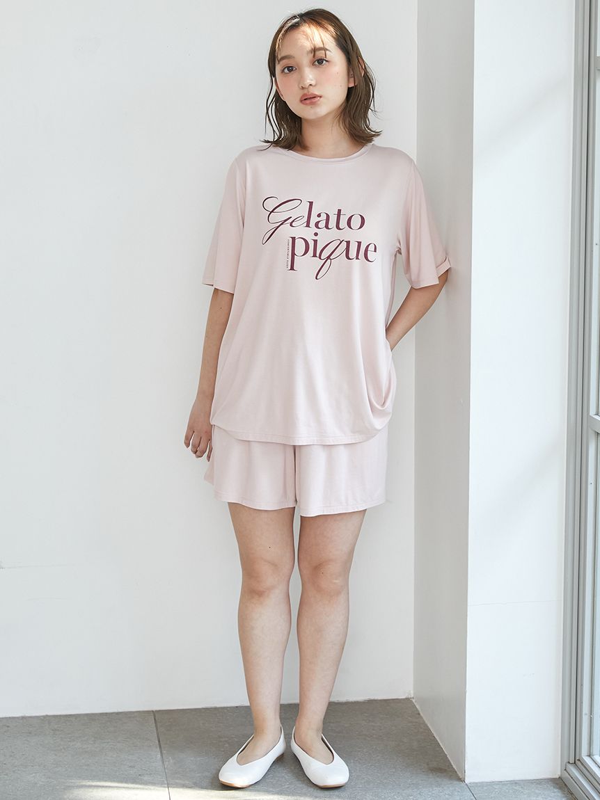 接触冷感】カラフルレーヨンロゴBIGTシャツ＆ショートパンツ