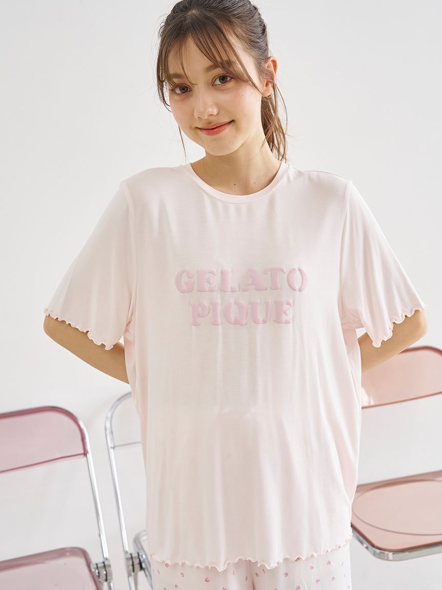 新品ジェラピケグレーロンT＆パンツ☆モチーフロゴロンT☆調温