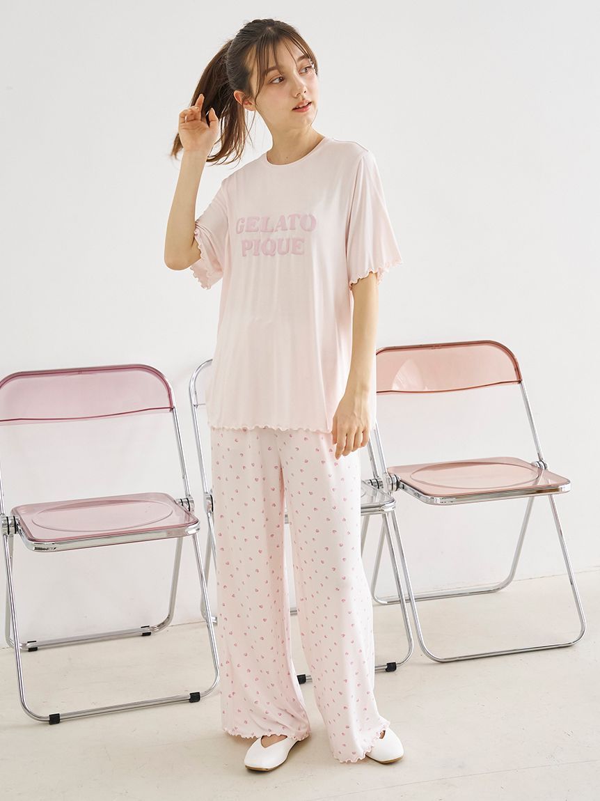 ラッピング済み】【接触冷感】ロゴメローTシャツ&ハート柄ロング