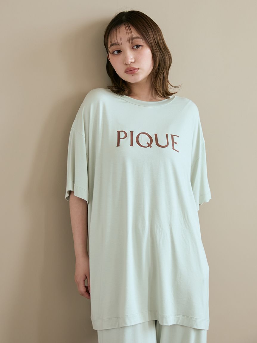 接触冷感】カラーレーヨンロゴTシャツ(カットソー・Tシャツ