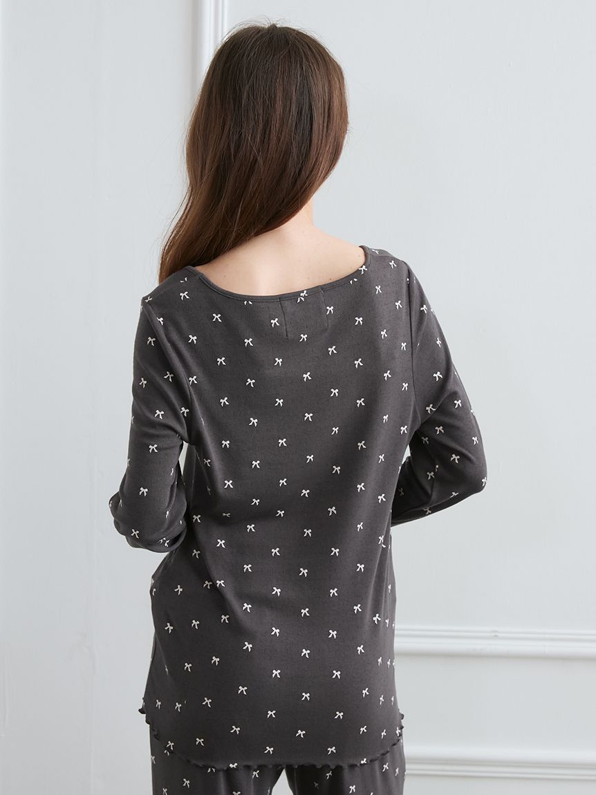 針抜きリボン柄プルオーバー(カットソー・Tシャツ)｜ルームウェア