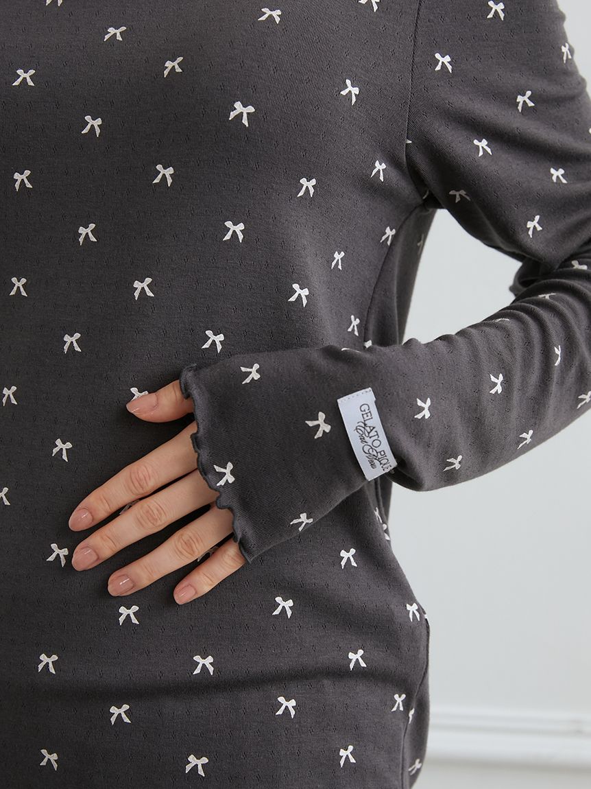 針抜きリボン柄プルオーバー(カットソー・Tシャツ)｜ルームウェア