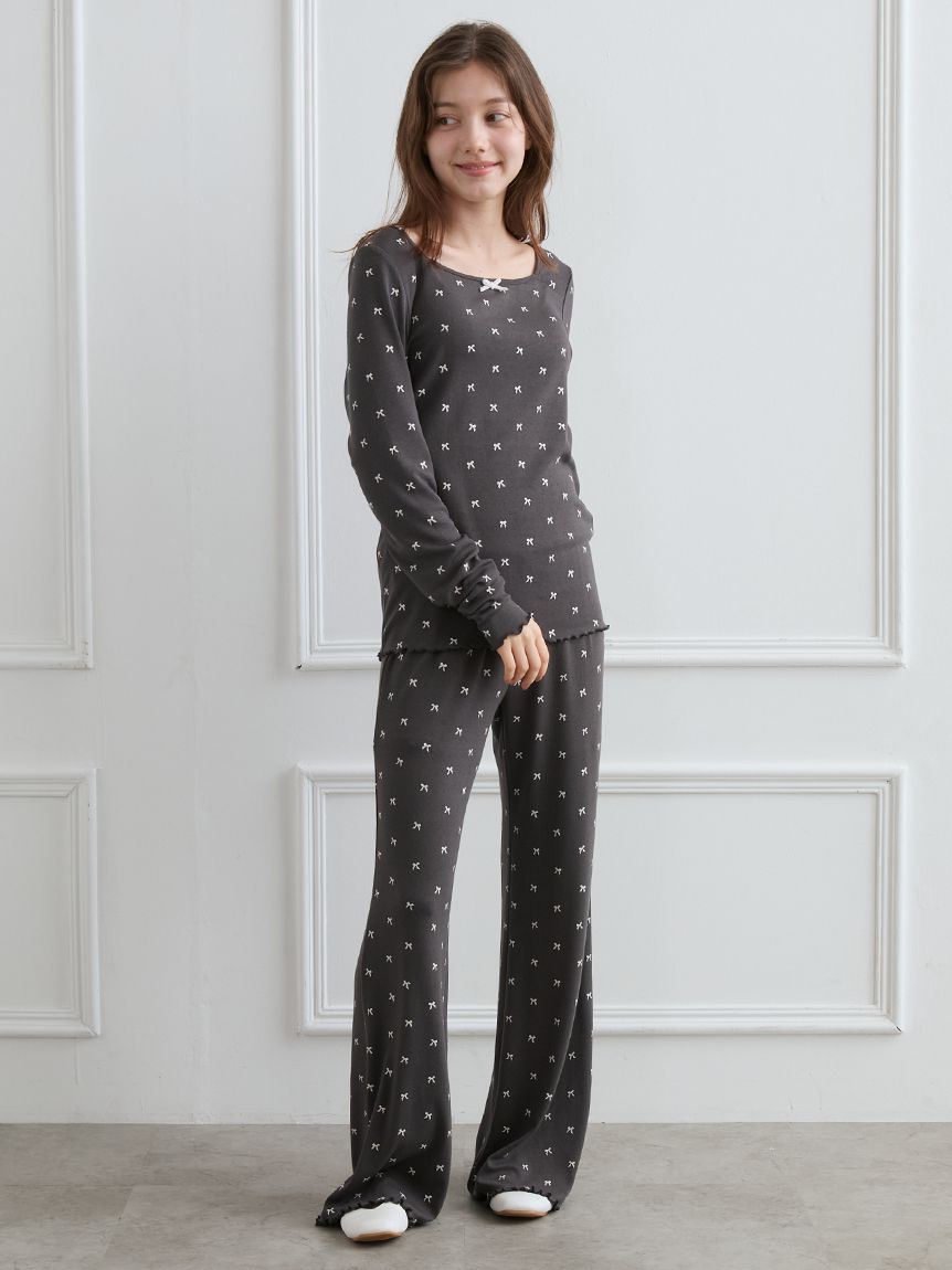 針抜きリボン柄プルオーバー(カットソー・Tシャツ)｜ルームウェア