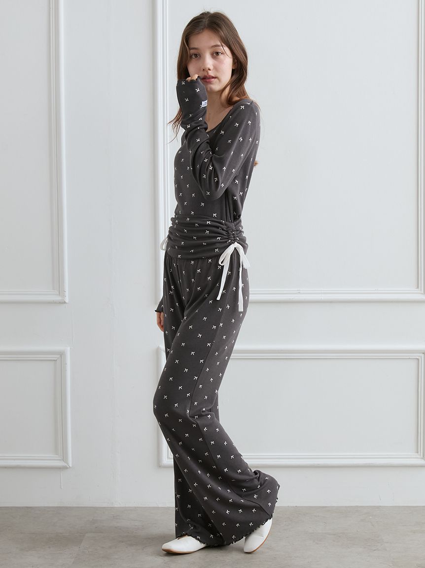 針抜きリボン柄プルオーバー(カットソー・Tシャツ)｜ルームウェア