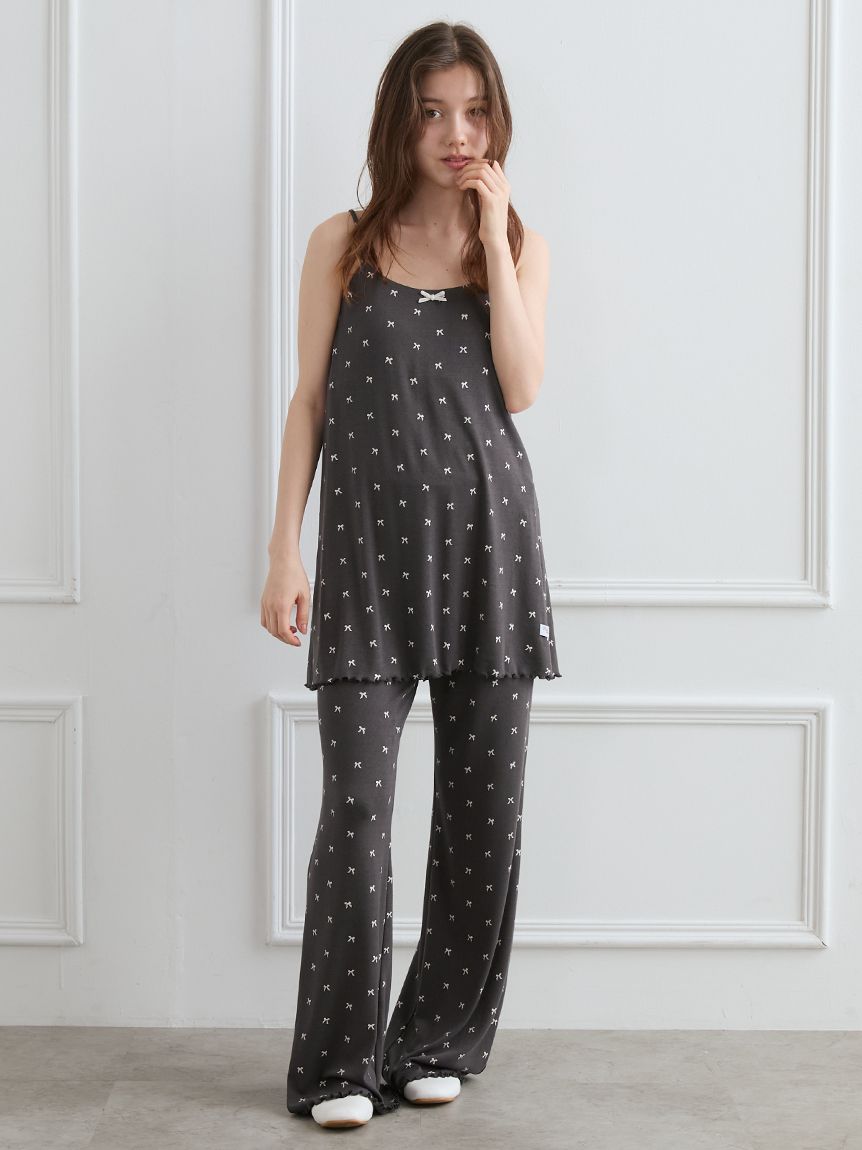 針抜きリボン柄カップインキャミソール(キャミソール)｜ルームウェア