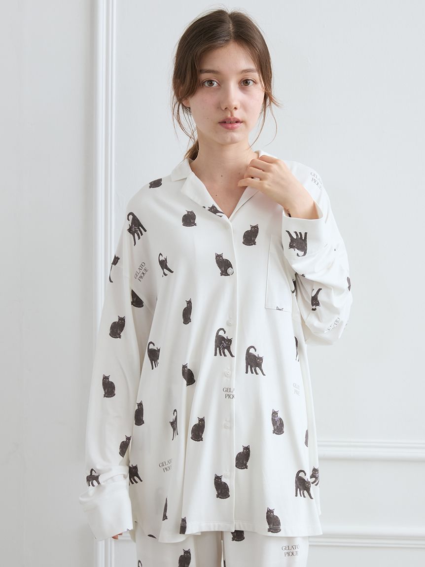 CAT総柄シャツ(シャツ)｜ルームウェア・パジャマ通販のgelatopique