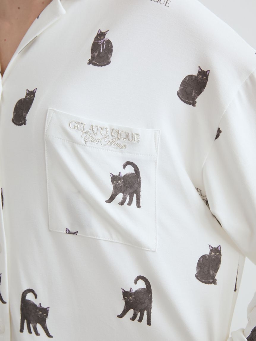 CAT総柄シャツ(シャツ)｜ルームウェア・パジャマ通販のgelatopique