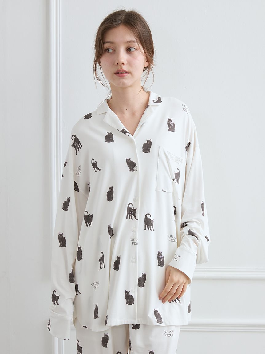 ジェラートピケ　ケーキ柄シャツ　ロングパンツ　セット ジェラートピケ gelato pique 【HOLIDAY】ベアケーキ柄 ロングパンツ