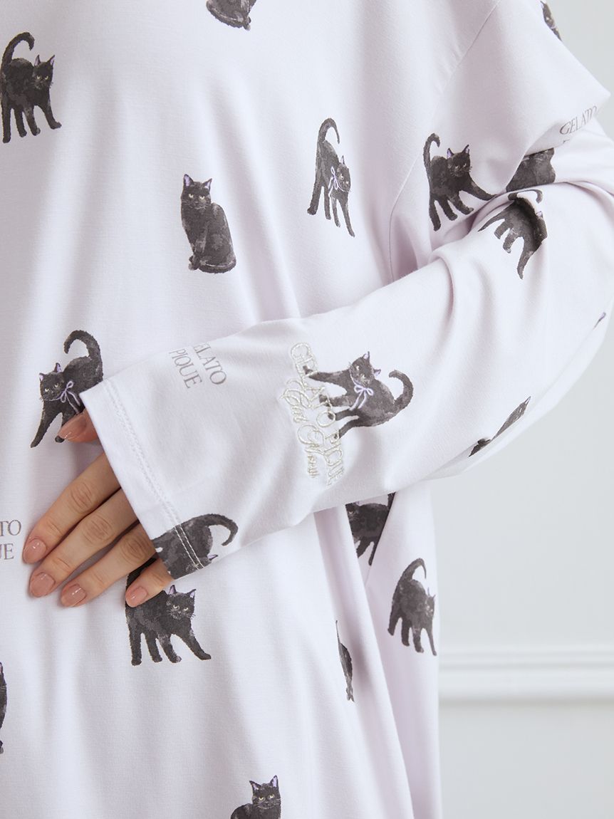 CAT総柄ロンT(カットソー・Tシャツ)｜ルームウェア・パジャマ通販の