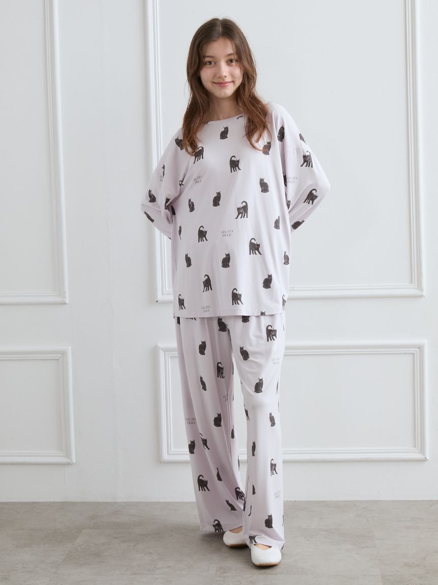 CAT総柄ロンT(カットソー・Tシャツ)｜ルームウェア・パジャマ通販の