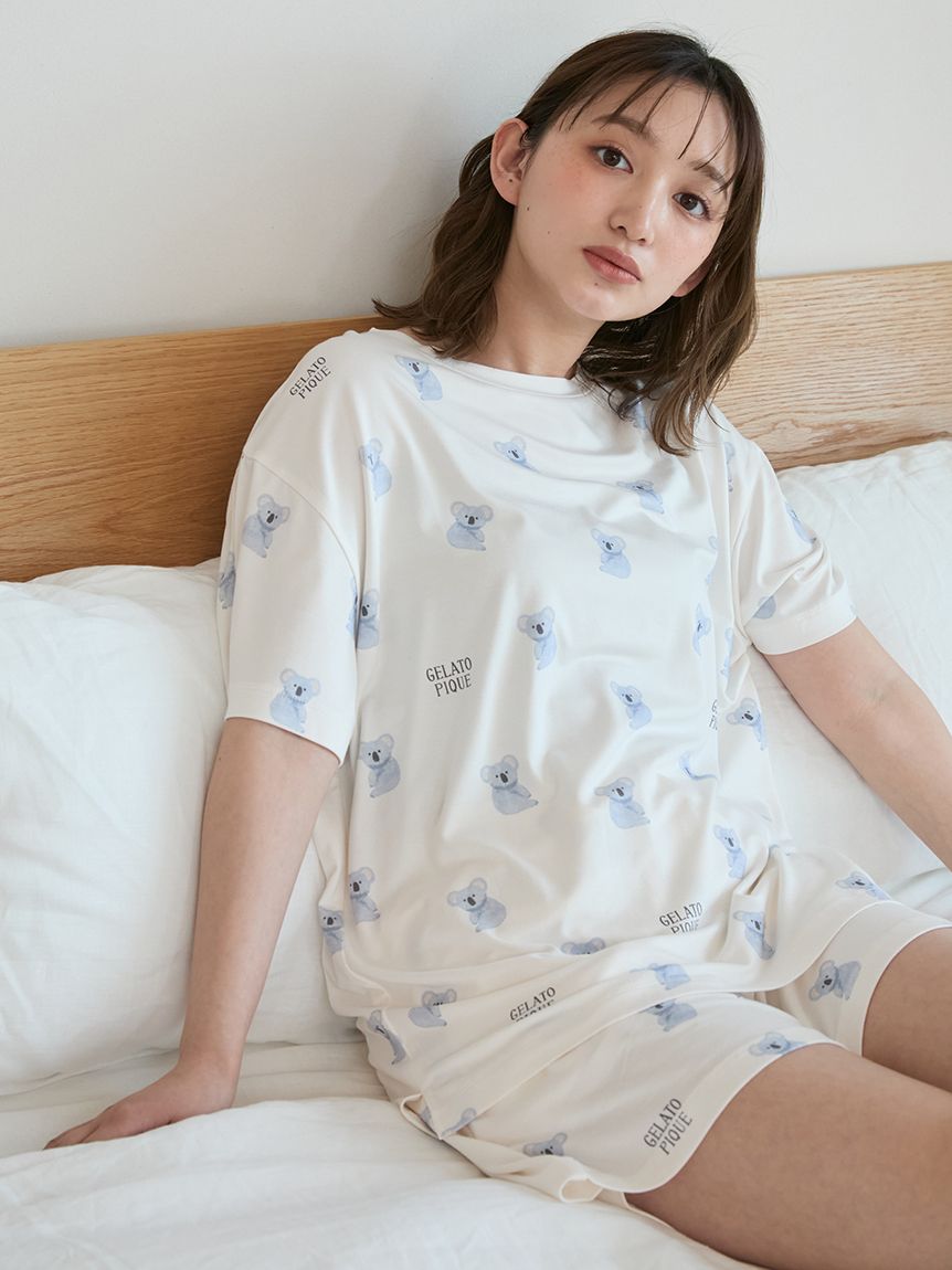 接触冷感】コアラ柄Tシャツ(カットソー・Tシャツ)｜ルームウェア