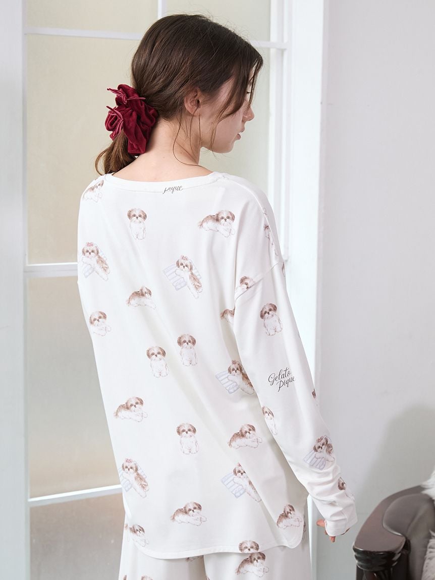 シーズー柄ロンT(カットソー・Tシャツ)｜ルームウェア・パジャマ