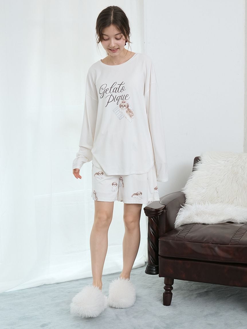 シーズーワンポイントロンT(カットソー・Tシャツ)｜ルームウェア