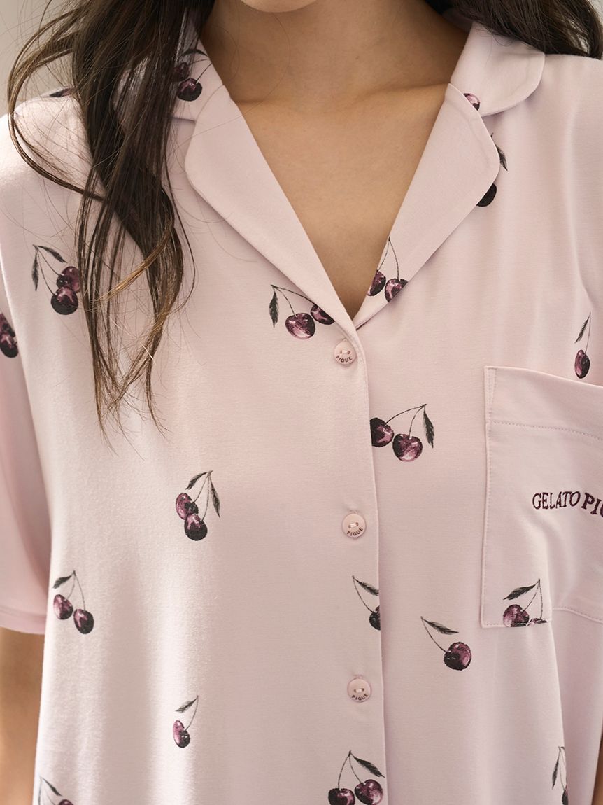 接触冷感】チェリー柄シャツ(シャツ)｜ルームウェア・パジャマ