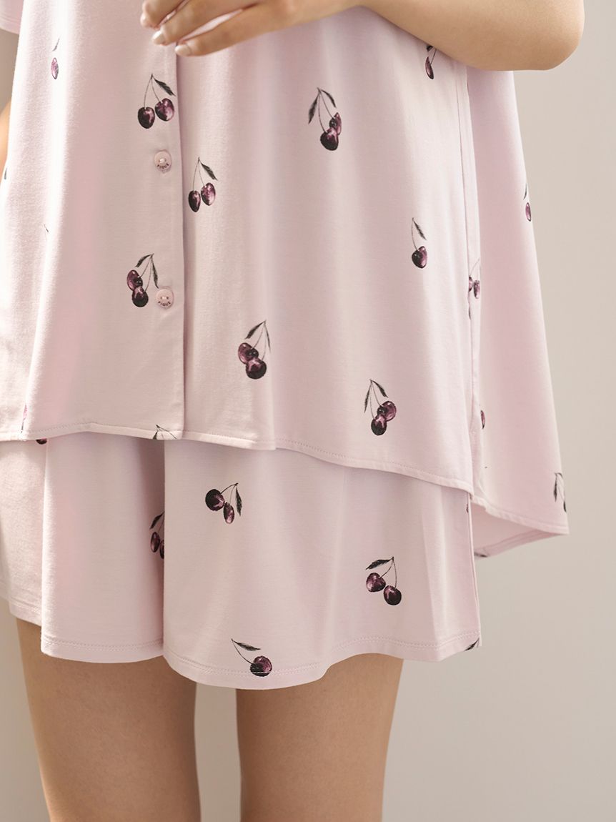 接触冷感】チェリー柄シャツ(シャツ)｜ルームウェア・パジャマ