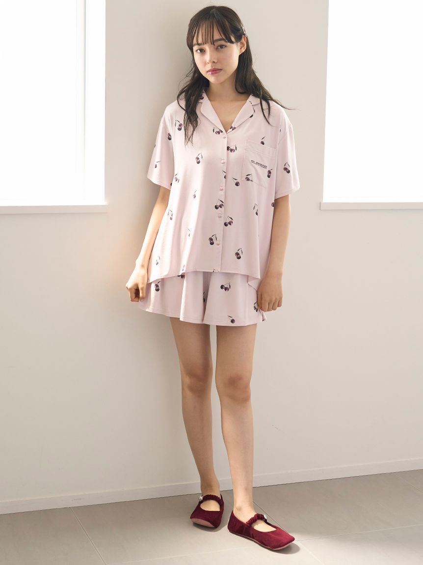 最新コレックション 接触冷感】チェリー柄シャツ(シャツ)｜ルームウェア・パジャマ ルームウェア・パジャマ