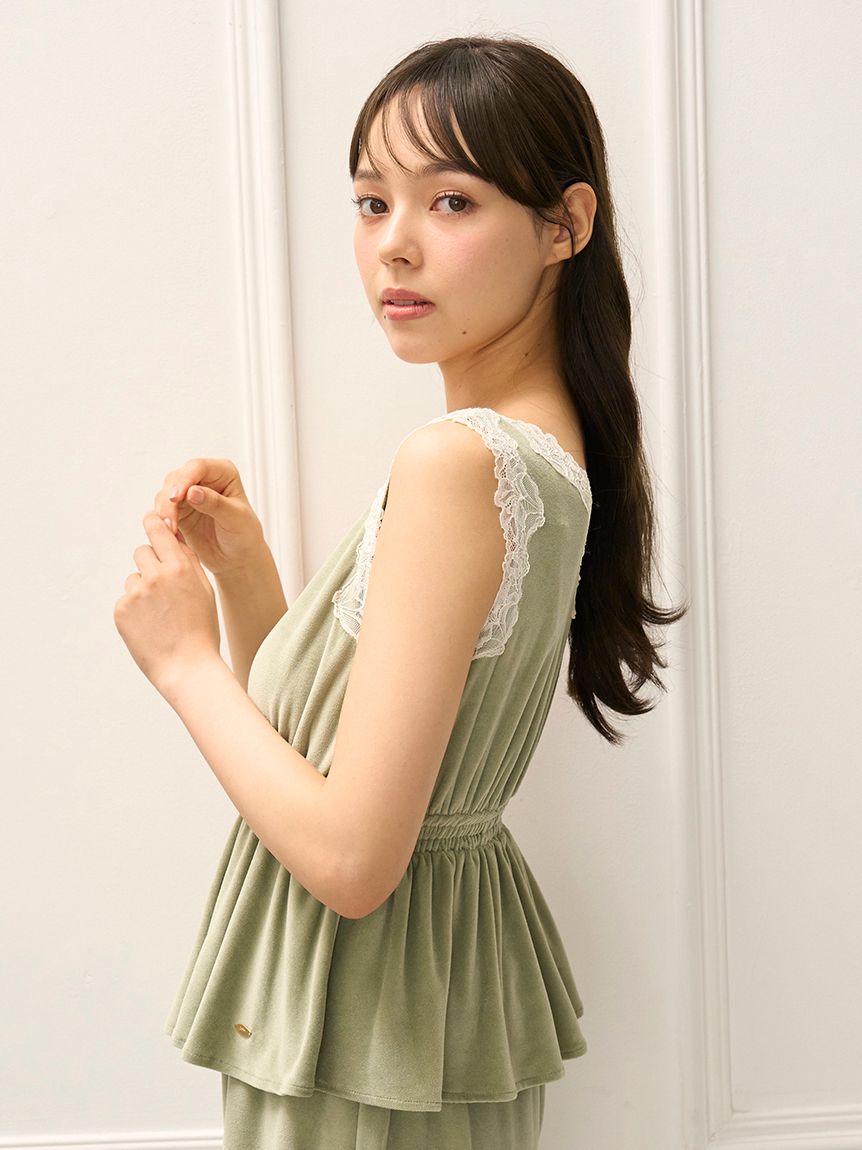 MUCHA】ベロア×レースカップインタンクトップ(キャミソール)｜ルーム