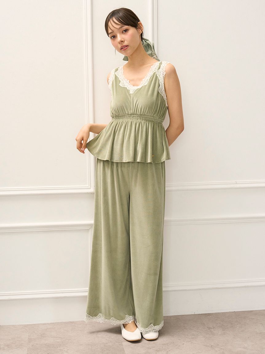 MUCHA】ベロア×レースカップインタンクトップ(キャミソール)｜ルーム