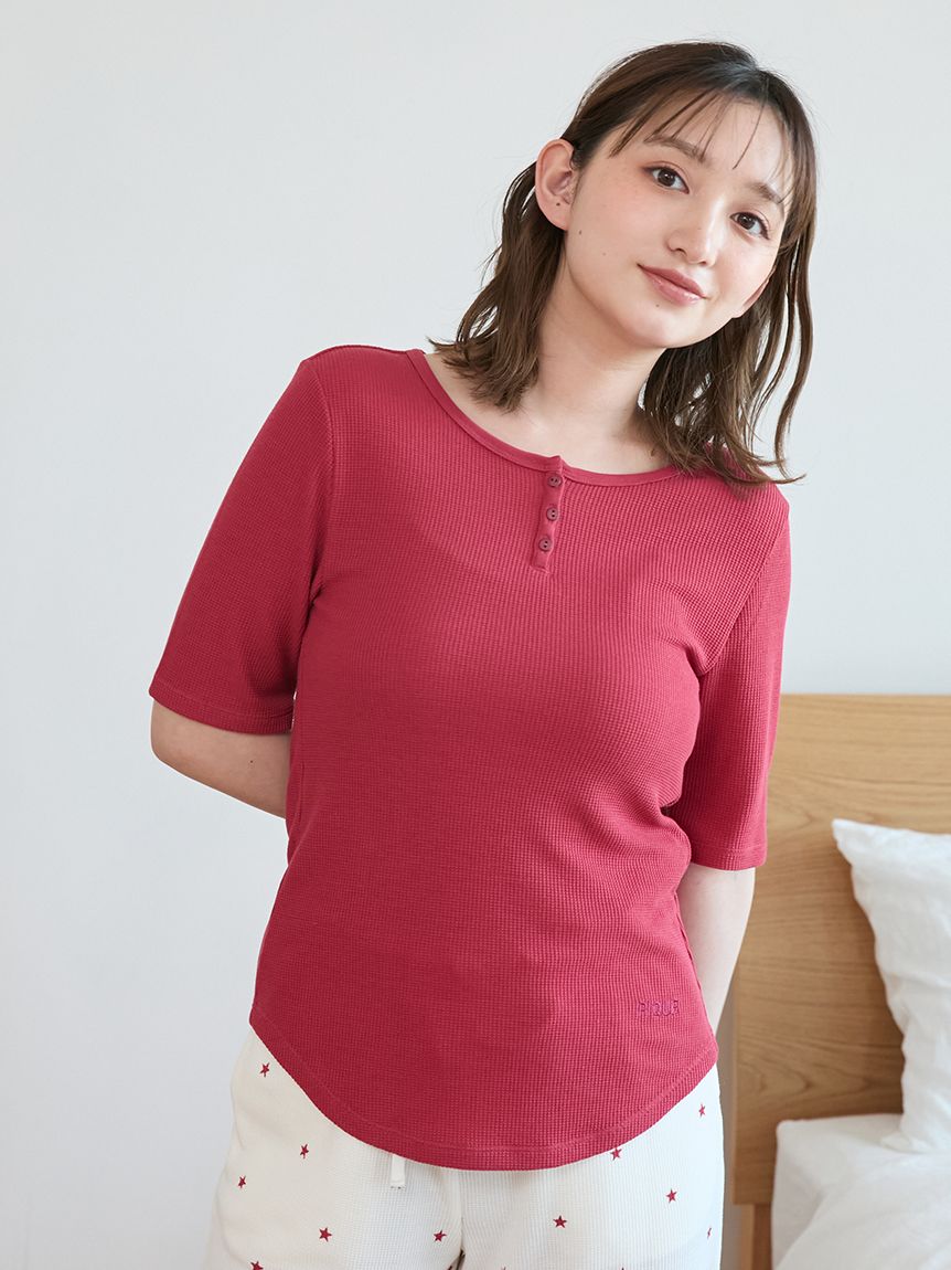 ワッフルTシャツ(カットソー・Tシャツ)｜ルームウェア・パジャマ