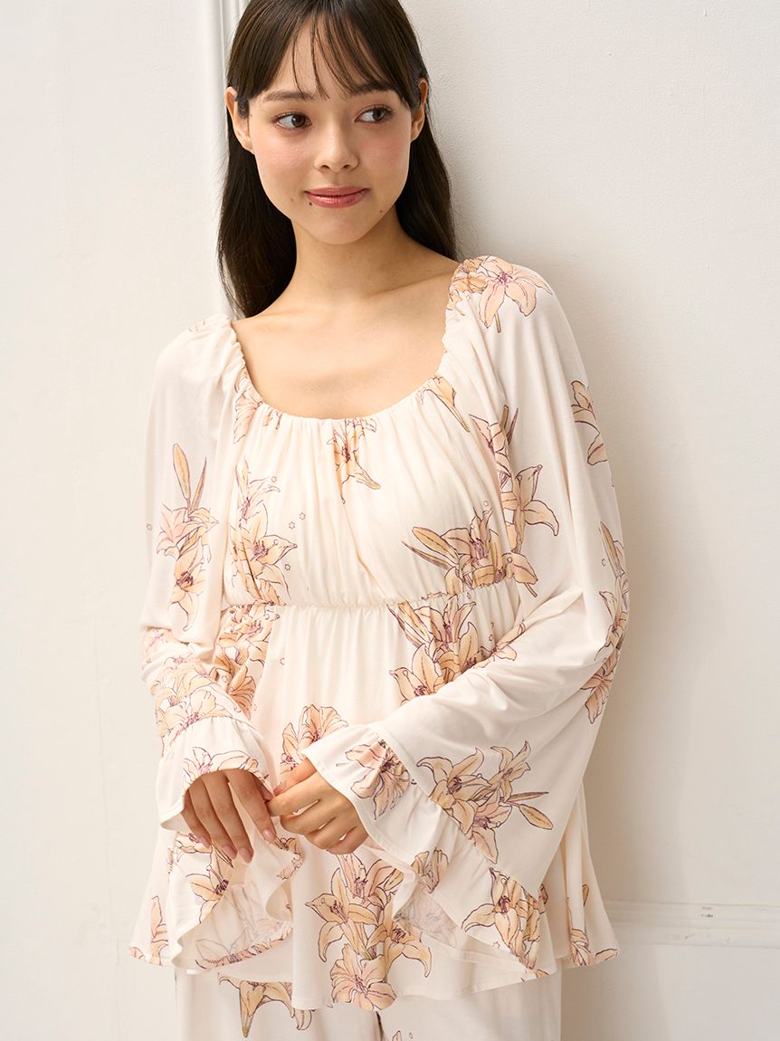 MUCHA】リリー柄カップインプルオーバー(カットソー・Tシャツ)｜ルーム