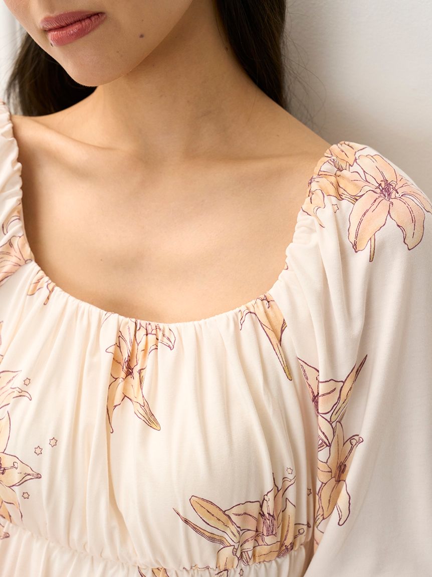 MUCHA】リリー柄カップインプルオーバー(カットソー・Tシャツ)｜ルーム