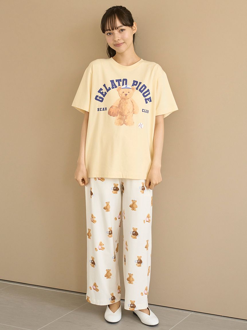 新品未使用　ジェラートピケ　ベア柄  上下セット　ネイビー　ロングパンツ pj4872-02_1.jpg