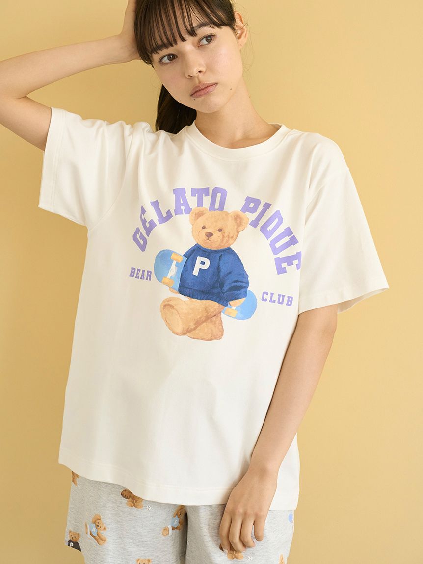 新品タグ付　シリアルベア柄長袖Tシャツ　ロングパンツ　上下セット　ピンク ONLINE限定】スポーティーベアワンポイントTシャツ＆総柄ロング