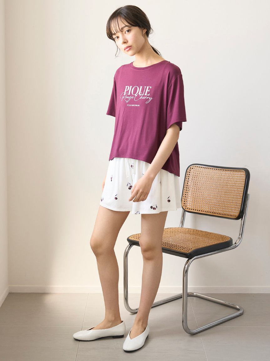 ONLINE限定】ルージュチェリーレーヨンロゴTシャツ＆ショート