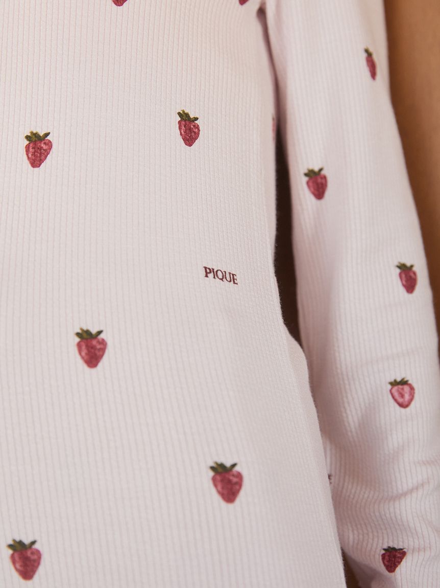 ストロベリー柄ロンT(カットソー・Tシャツ)｜ルームウェア・パジャマ