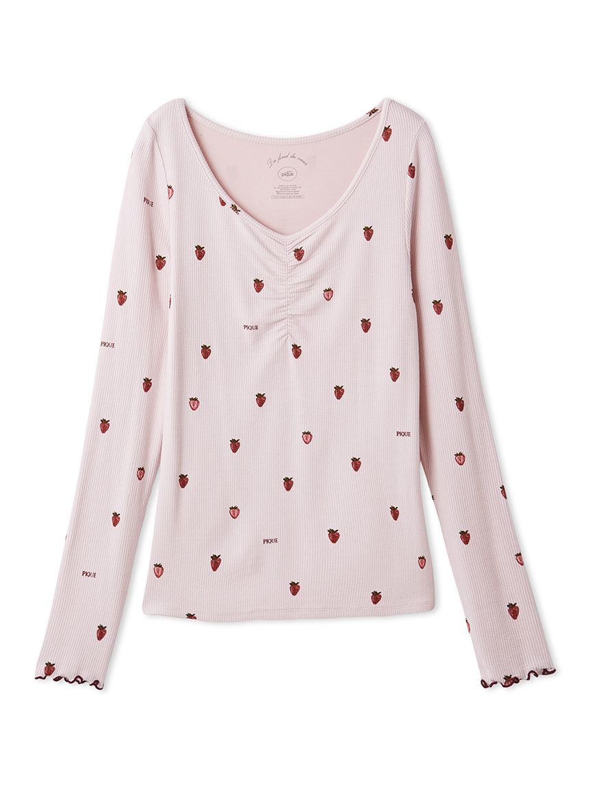 ストロベリー柄ロンT(カットソー・Tシャツ)｜ルームウェア・パジャマ