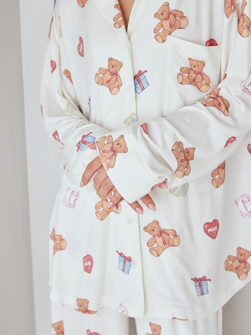 ジェラートピケ フェイバリット総柄シャツ ロングパンツセット フェイバリット総柄ロングパンツ(ロングパンツ)｜ルームウェア