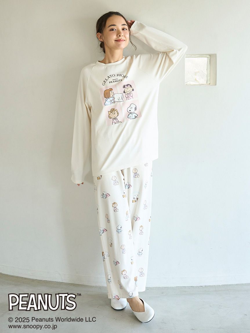 新品 ジェラートピケ スヌーピー ワンポイントTシャツ＆ジェラート柄ロングパンツ gelato pique（ジェラートピケ）の「【PEANUTS】ワンポイントT